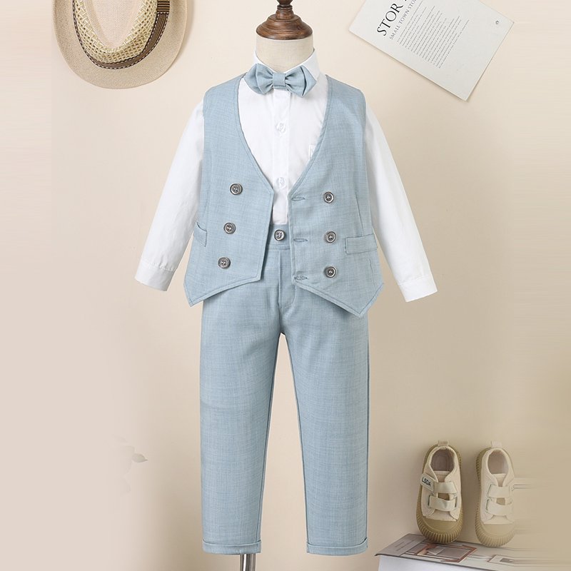 Wedding Boys Waistcoat Suits Kids Blazers Long Sleeve Formal Suits Boy Clothing Sets Costume Kids Party Outfit Children Clothing