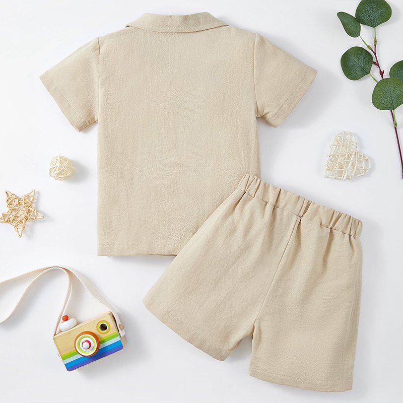 kids clothing set summer linen cotton Boy's Shirts and Shorts Set wholesale boys clothing set children's button down with shorts