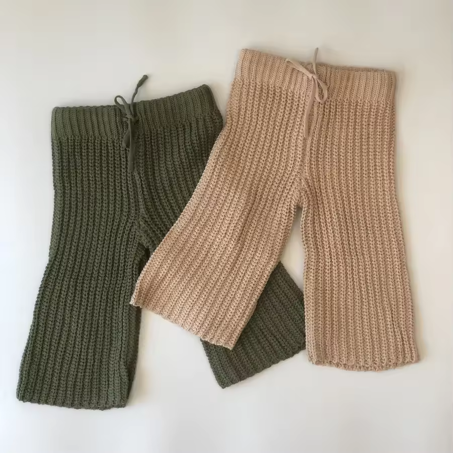 Trendy coarse knitting baby long sleeve knitted pullover and pant boy children clothes 100% cotton kids knit sweater set