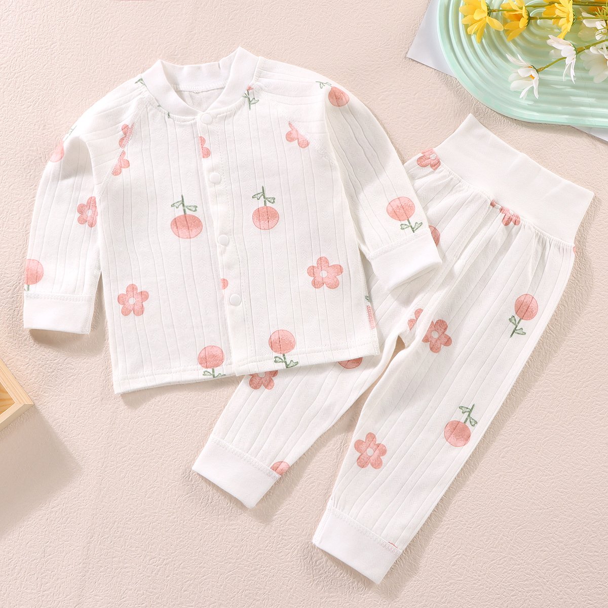 kid pajamas clothes new design neutral babys clothing spring and autumn leisure wear rib soft casual clothes little girl pajama