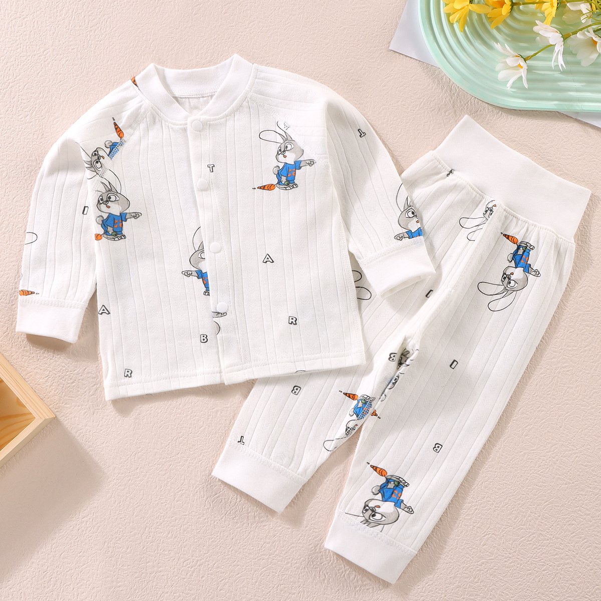 kid pajamas clothes new design neutral babys clothing spring and autumn leisure wear rib soft casual clothes little girl pajama