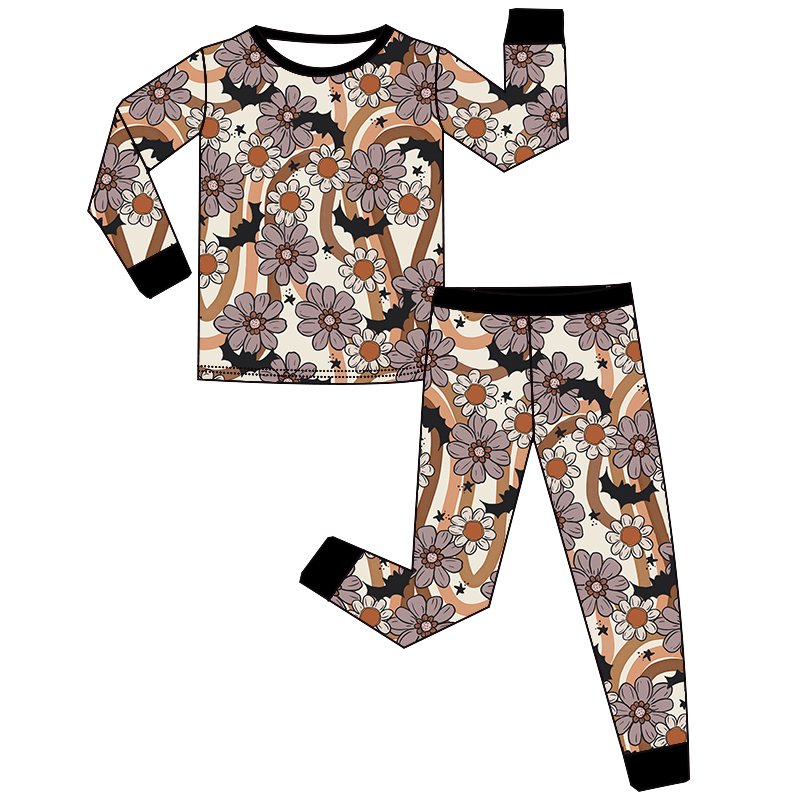 Baby Boys and Girls Long Sleeve Long Pants 2 Pieces Pajamas Custom Western Halloween Prints Soft and Breathable Bamboo Fabric
