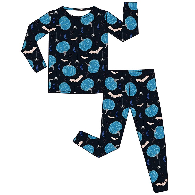 Baby Boys and Girls Long Sleeve Long Pants 2 Pieces Pajamas Custom Western Halloween Prints Soft and Breathable Bamboo Fabric