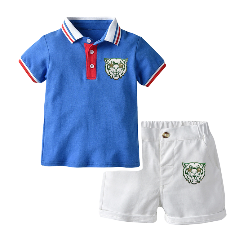 2024 Summer New Arrival Children Clothing Rainbow Collar Polo Shirts Shorts Casual Boys Clothing Set