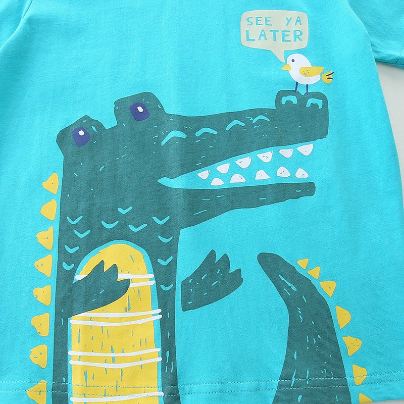 Custom Eco Friendly New Design High Quality Sustainable Summer Crocodile Kid Casual Clothing Fashion Short Suit Boy Clothing Set