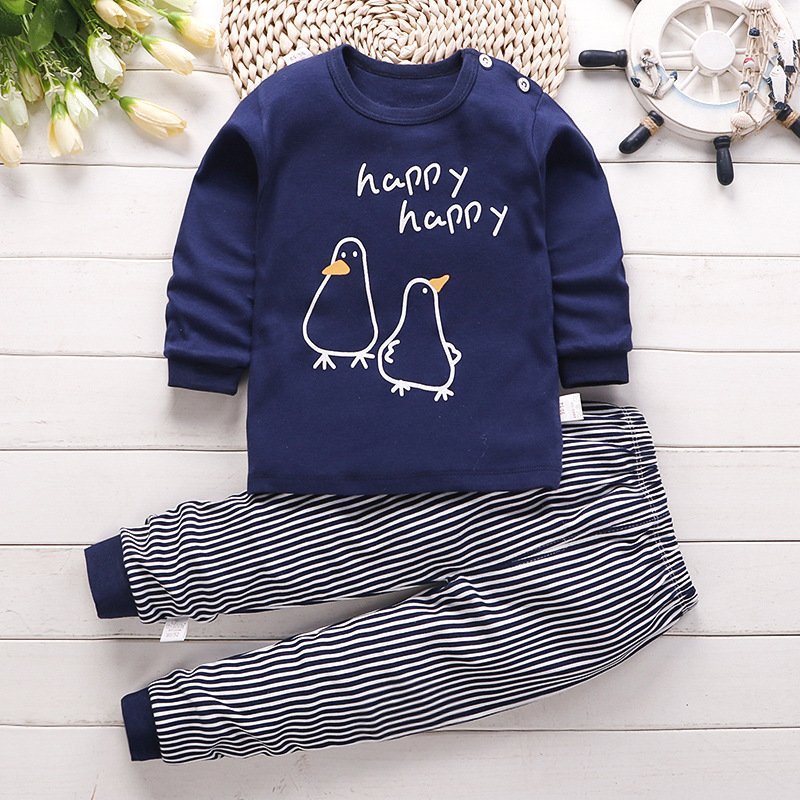 TZ1001 Kids Pajamas Set Baby Boys Girls Cotton Cartoon Children's Clothing Warm Soft Cozy Sweat Sleepwear Suits