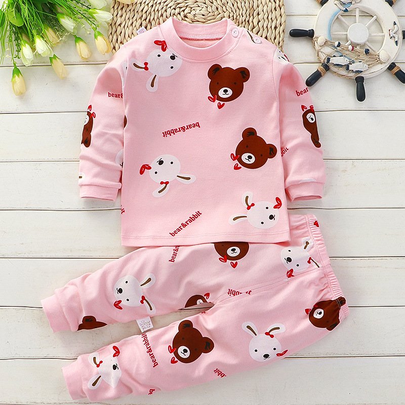 TZ1001 Kids Pajamas Set Baby Boys Girls Cotton Cartoon Children's Clothing Warm Soft Cozy Sweat Sleepwear Suits
