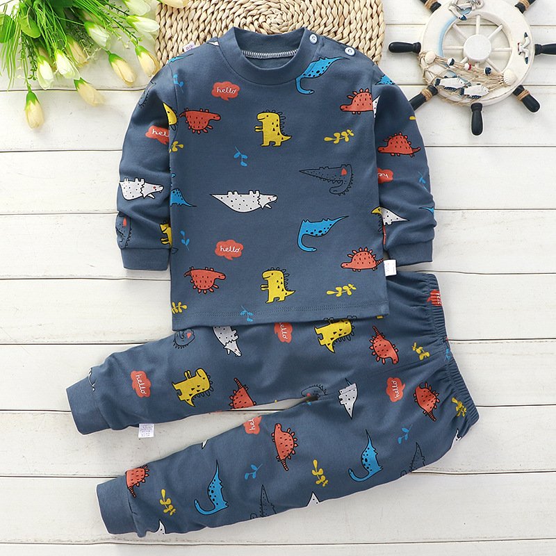 TZ1001 Kids Pajamas Set Baby Boys Girls Cotton Cartoon Children's Clothing Warm Soft Cozy Sweat Sleepwear Suits