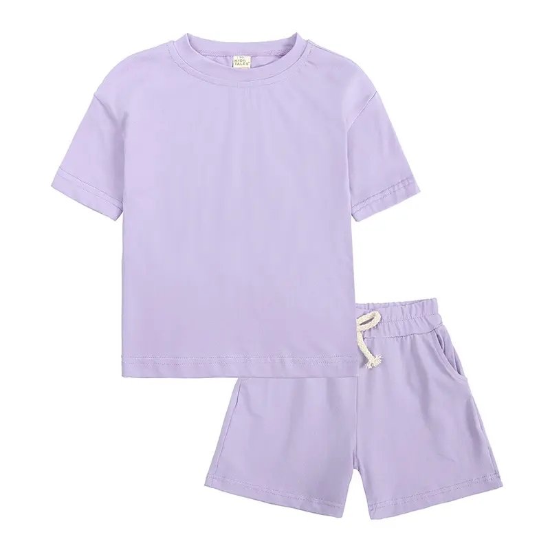 8395 Cotton Kids Cycling Wear Summer Biker Shorts Sets Boys Girls Outfits Two Piece Clothing Set
