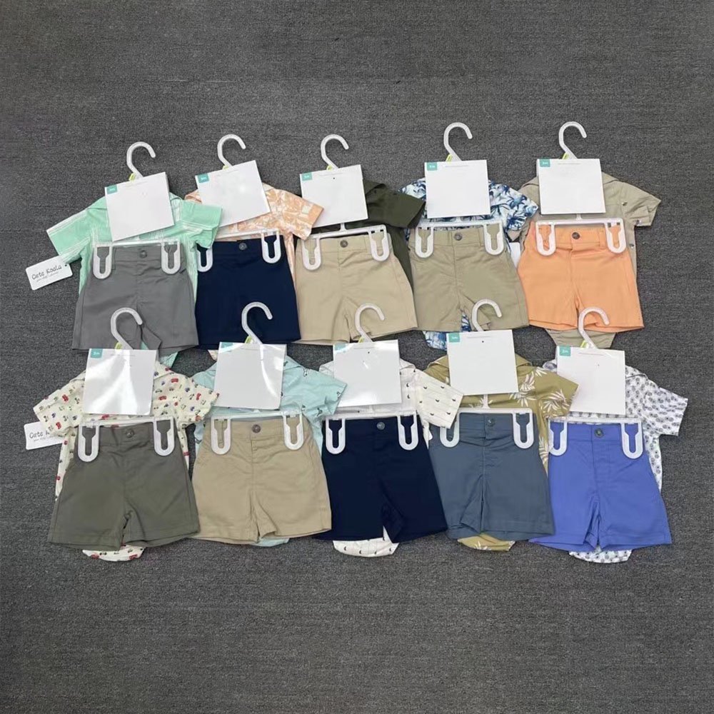 Latest Design 0-18 Months Little Kids Short Sleeve Romper+Shorts Boy Summer Clothing Set Hot Sale Gentleman Two Piece Set