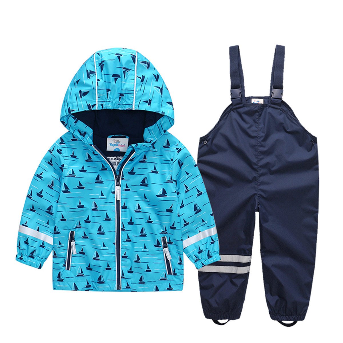 Spring and Autumn Outdoor Kids Raincoat Set, Kids Hoodie Long Sleeve Spring and Autumn Jacket Long Pants Waterproof Set