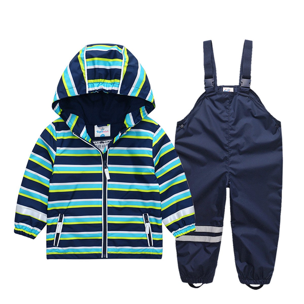 Spring and Autumn Outdoor Kids Raincoat Set, Kids Hoodie Long Sleeve Spring and Autumn Jacket Long Pants Waterproof Set