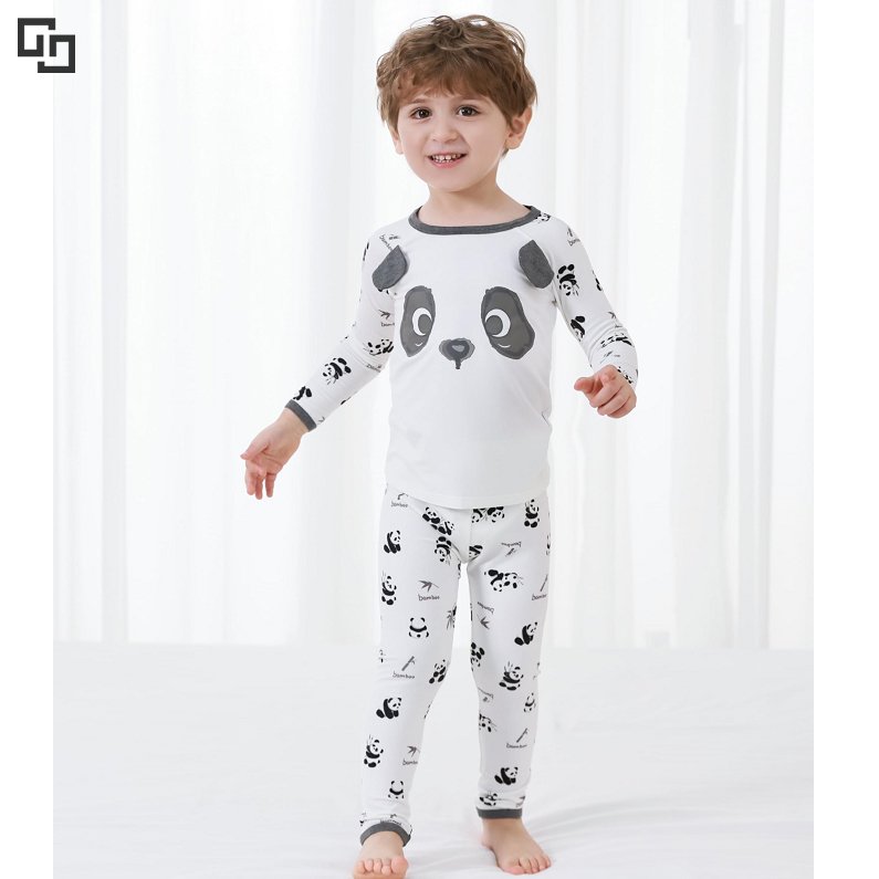 Baby Boys Pajama Set Infant & Toddler Boy Long Sleeve Pj Top And Pants Sets Soft Bamboo Pajamas Panda Print Sleepwears