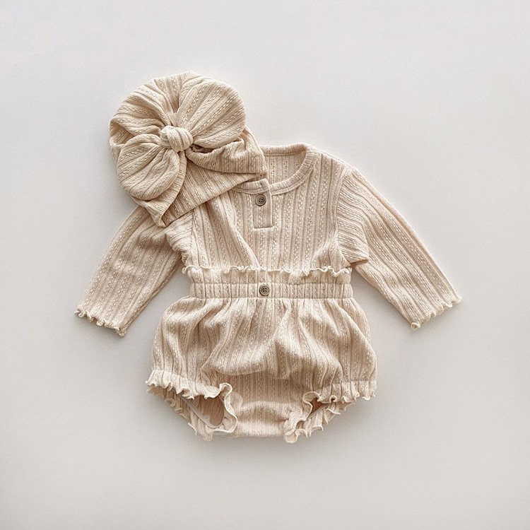 2024 Latest Spring New Baby Clothes Baby Boys Girls Autumn Clothes Solid Color Knitted Jacquard T-shirt Shorts Hats Sets