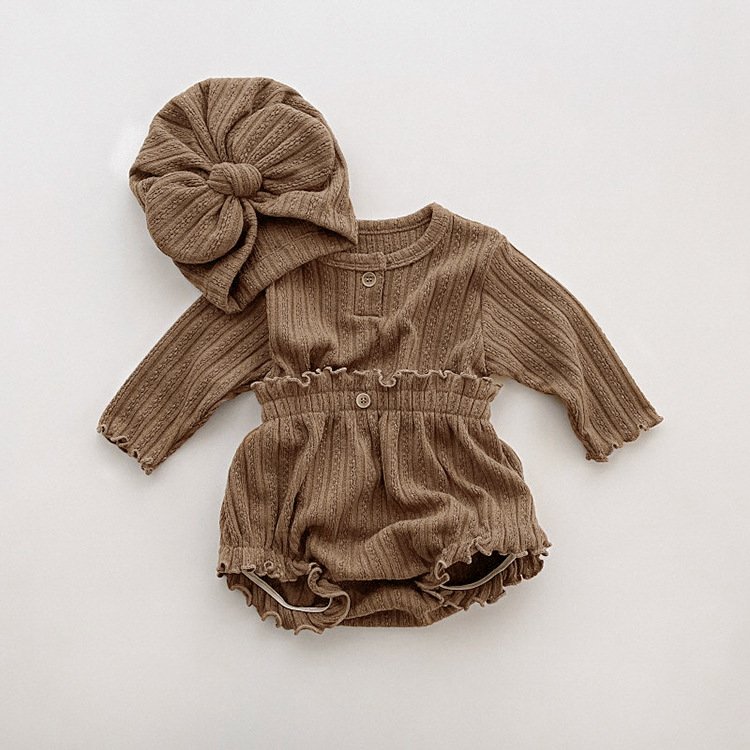 2024 Latest Spring New Baby Clothes Baby Boys Girls Autumn Clothes Solid Color Knitted Jacquard T-shirt Shorts Hats Sets