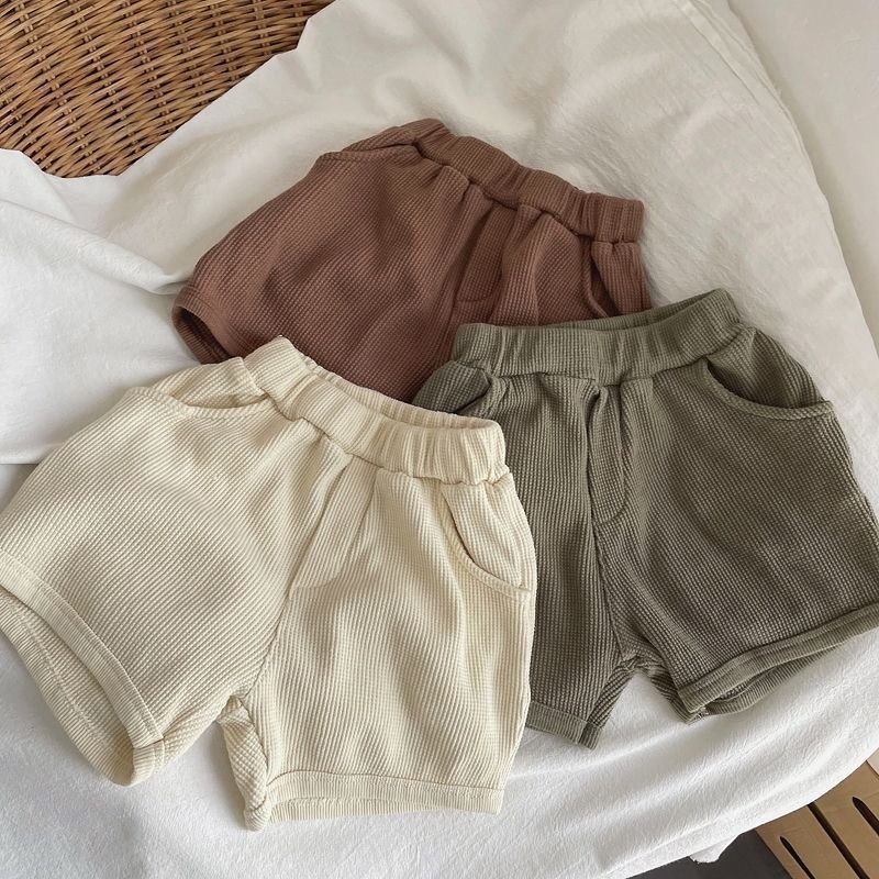 Summer New Design Kids Boys Short Sleeve Top Pants 2 Piece Clothing Set Children's Suit Toddler Solid Color Clothes