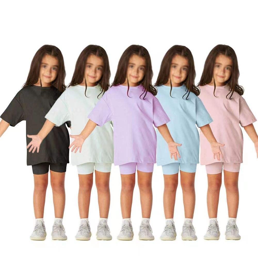 Factory Custom Summer Boys and Girls Short Sleeved T-Shirt Leggings Set 0-16t Children Boys Clothing Sets 2 Piece Sets
