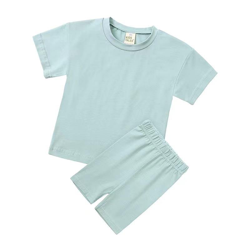 Factory Custom Summer Boys and Girls Short Sleeved T-Shirt Leggings Set 0-16t Children Boys Clothing Sets 2 Piece Sets