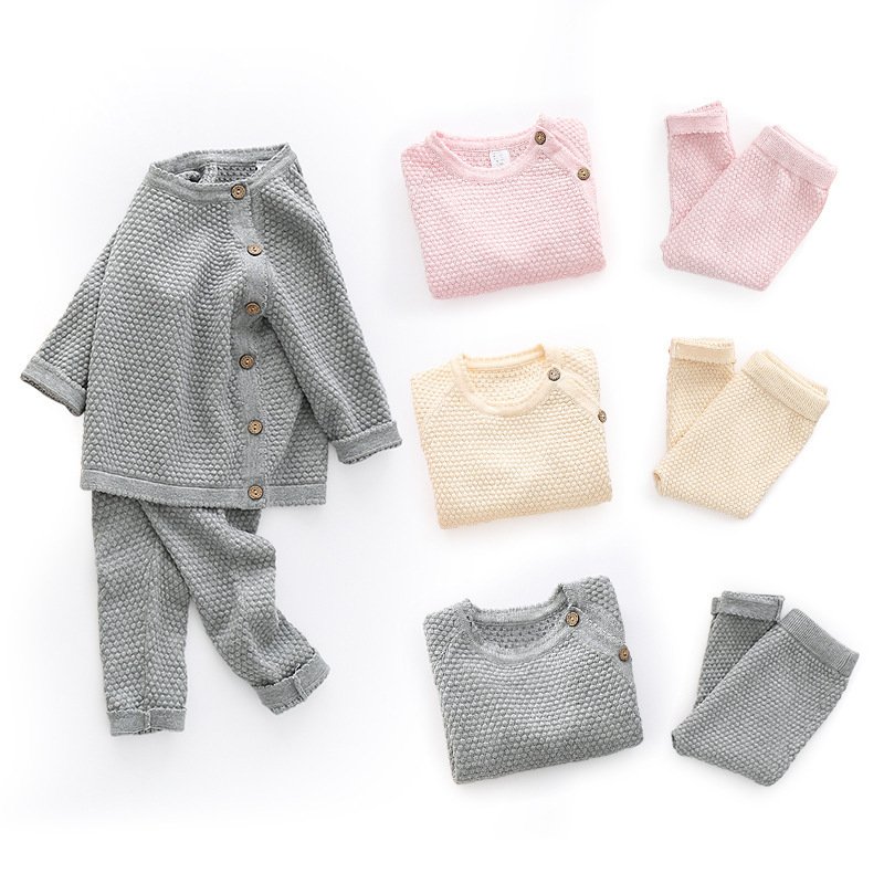 Baby Boy Girl Clothes Sets Spring Newborn Baby Girl Clothing Tops + Pant Outfits Knit Sweater Baby Pajamas Set