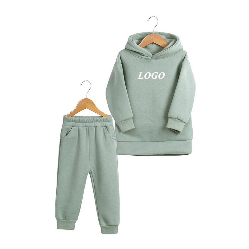 Custom embroidery cotton plain kids jogger sets pullover two pieces tracksuit children high quality kids sweatsuit sets