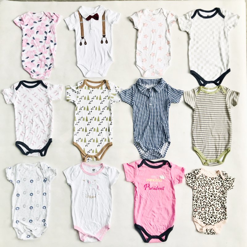 Wholesale stock Baby Pajamas Sets Waffle Summer Short Sleeve Knitted Cotton Tops Boys Girls Outfits