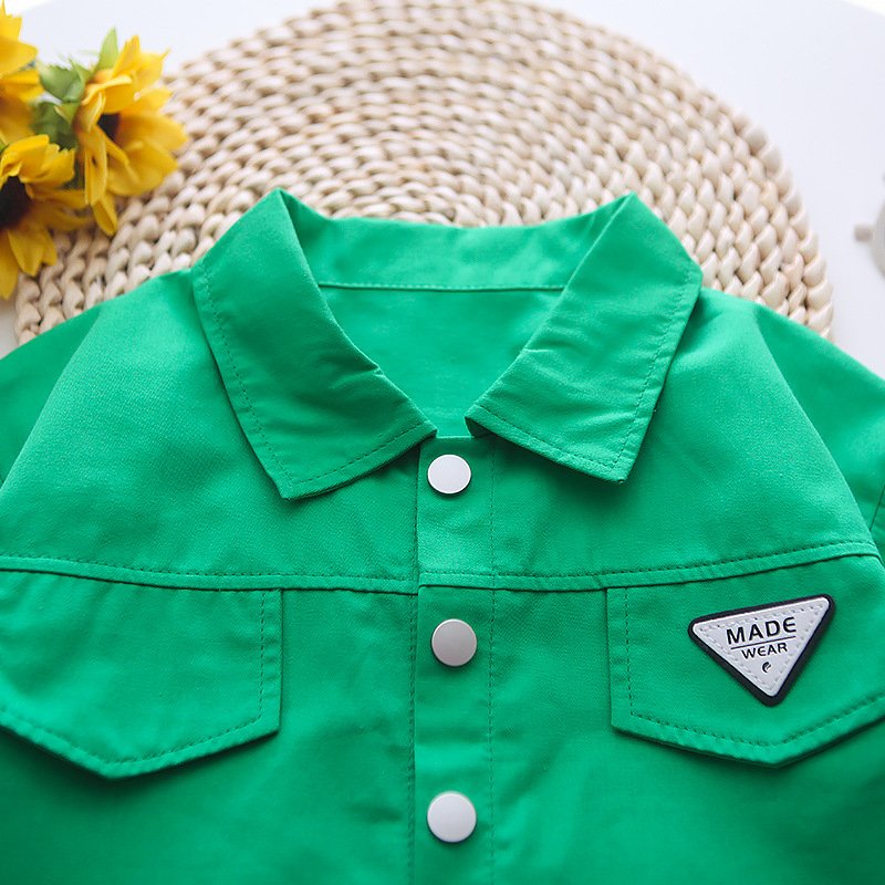 Conyson high quality fashion summer Boy kids short sleeve baby solid color Clothing suit wholesale cotton 2 PIECE clothes set