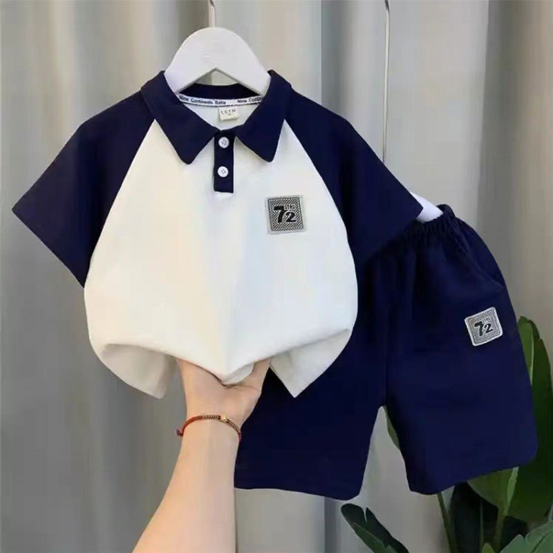 1-5 Years European and American Fashion POLO Lapel Boy Suit Short Sleeve Boys Clothing
