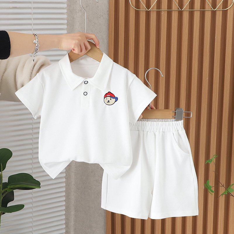 1-5 Years European and American Fashion POLO Lapel Boy Suit Short Sleeve Boys Clothing