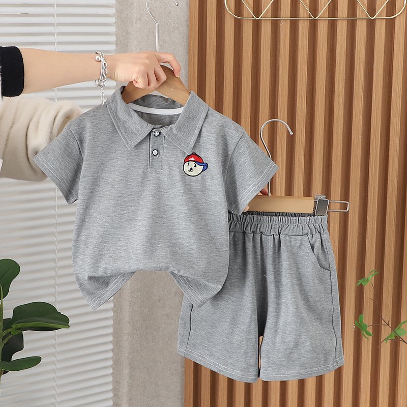 1-5 Years European and American Fashion POLO Lapel Boy Suit Short Sleeve Boys Clothing