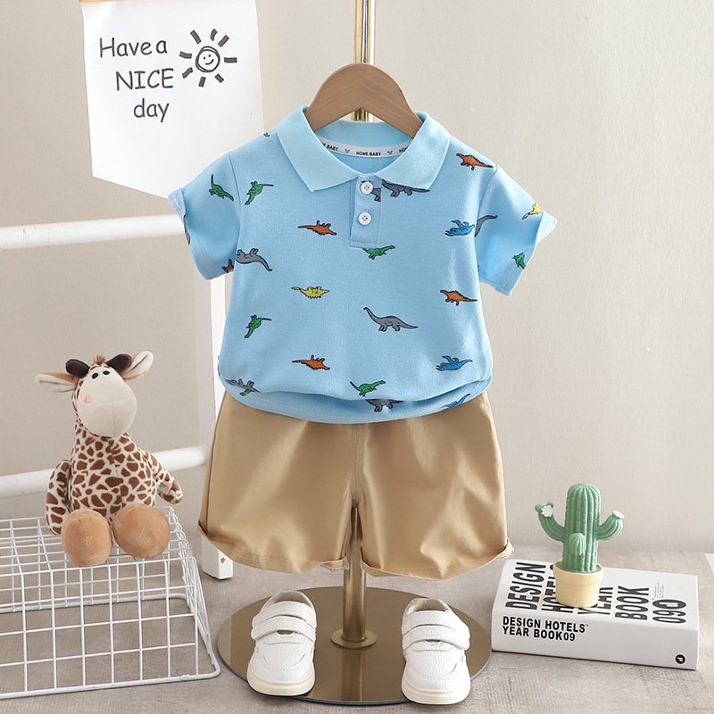 1-5 Years European and American Fashion POLO Lapel Boy Suit Short Sleeve Boys Clothing