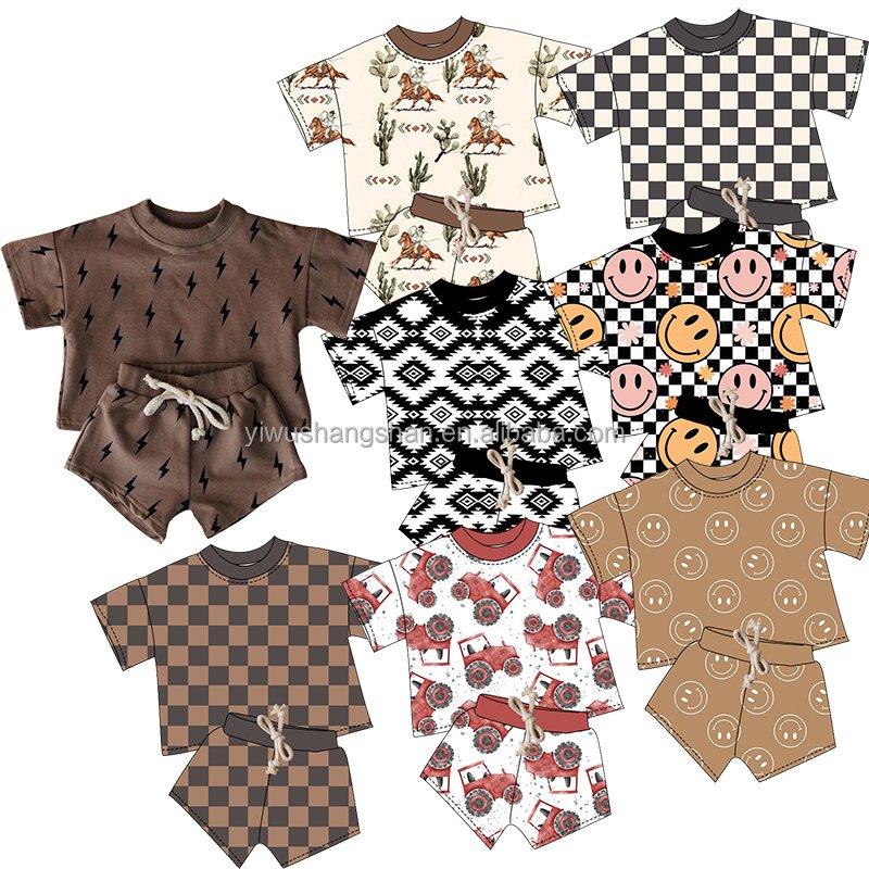 High Quality Kids Boys Oversized Shirts and Shorts Set 95% Cotton and 5% Spandex Custom Print Baby Unisex Longue Outfits
