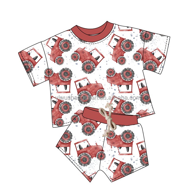 High Quality Kids Boys Oversized Shirts and Shorts Set 95% Cotton and 5% Spandex Custom Print Baby Unisex Longue Outfits
