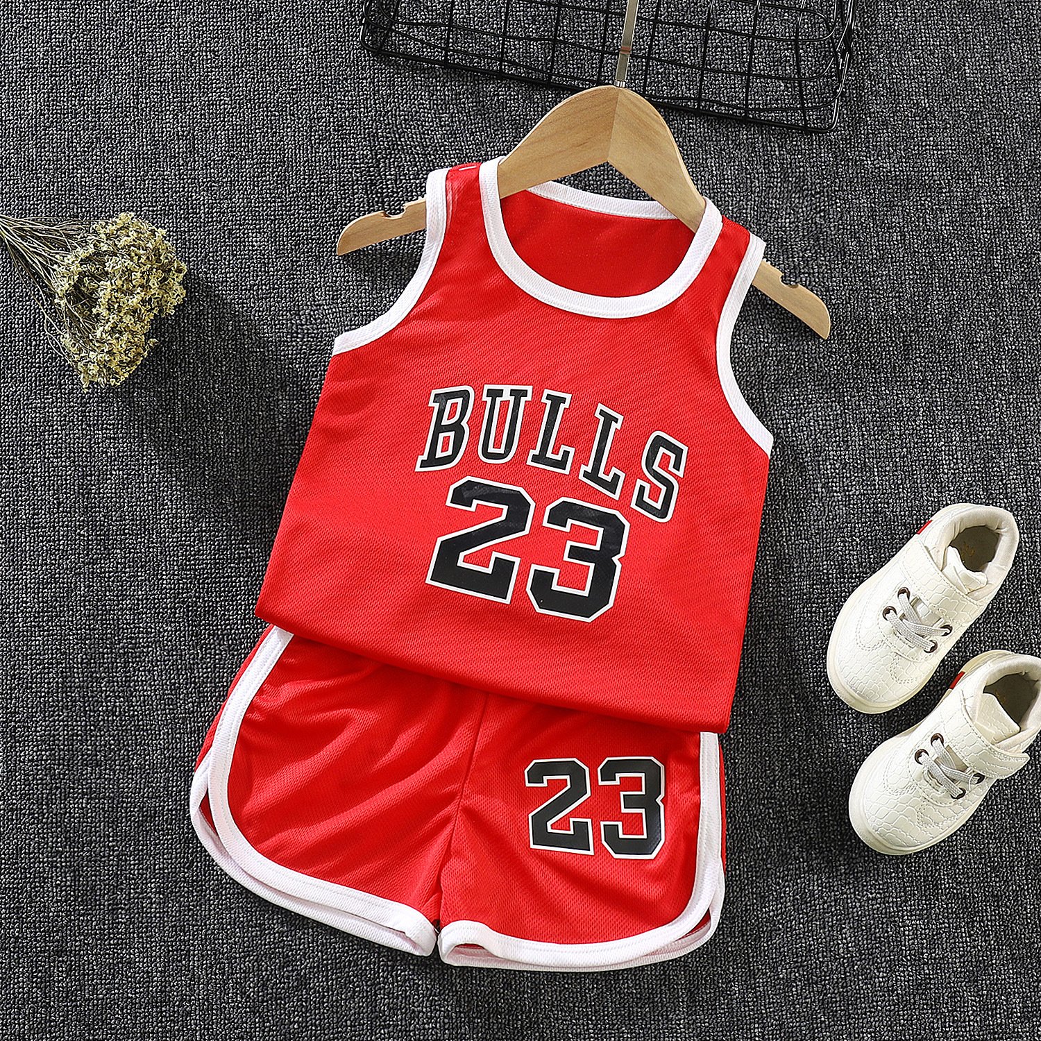 Cotton Short Sleeve Shorts Kids' Summer Leisure Sports-Boys Girls Basketball Apparel Casual Print Design Pupils' Performances