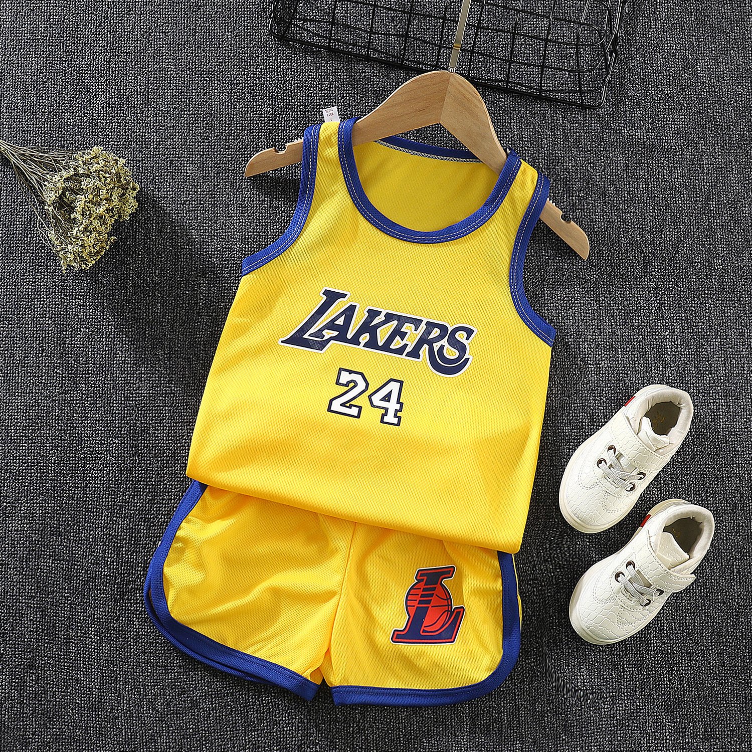 Cotton Short Sleeve Shorts Kids' Summer Leisure Sports-Boys Girls Basketball Apparel Casual Print Design Pupils' Performances