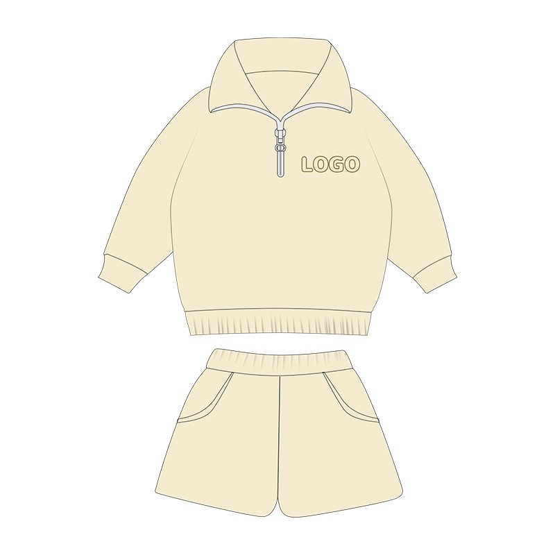 Custom Logo Baby Clothes Fall Long Sleeve Fleece Outfit Top and Shorts Two Piece Jogger Baby Boys Clothing Set