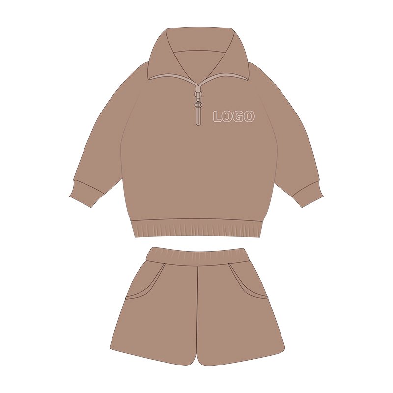 Custom Logo Baby Clothes Fall Long Sleeve Fleece Outfit Top and Shorts Two Piece Jogger Baby Boys Clothing Set