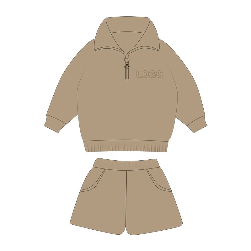 Custom Logo Baby Clothes Fall Long Sleeve Fleece Outfit Top and Shorts Two Piece Jogger Baby Boys Clothing Set