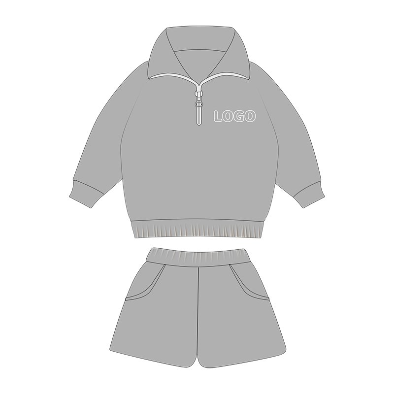 Custom Logo Baby Clothes Fall Long Sleeve Fleece Outfit Top and Shorts Two Piece Jogger Baby Boys Clothing Set