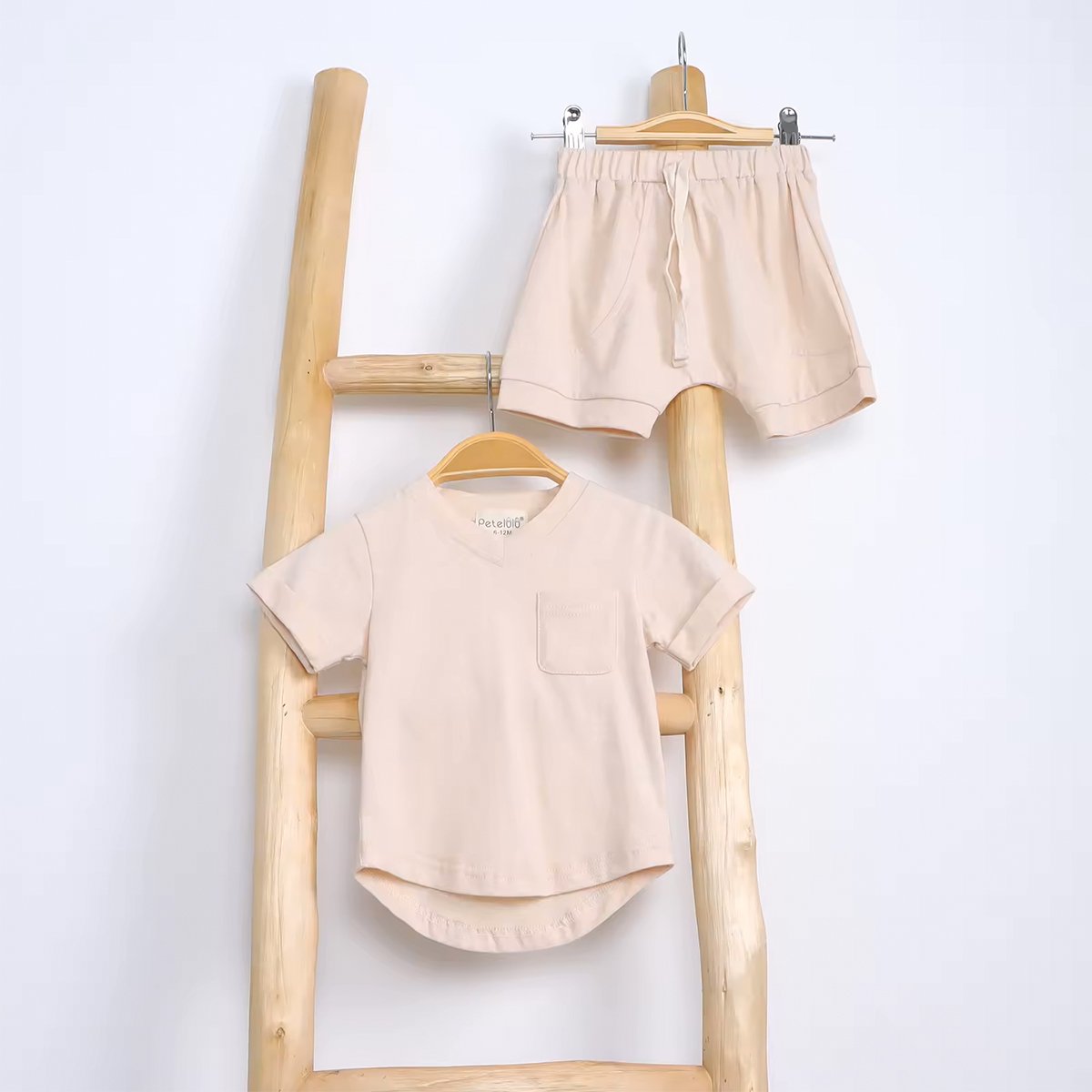 Petelulu Custom Summer 100% Organic Cotton Short Sleeve 2pcs Toddler Children Baby Clothing Sets Baby T-shirt Short Clothes Sets