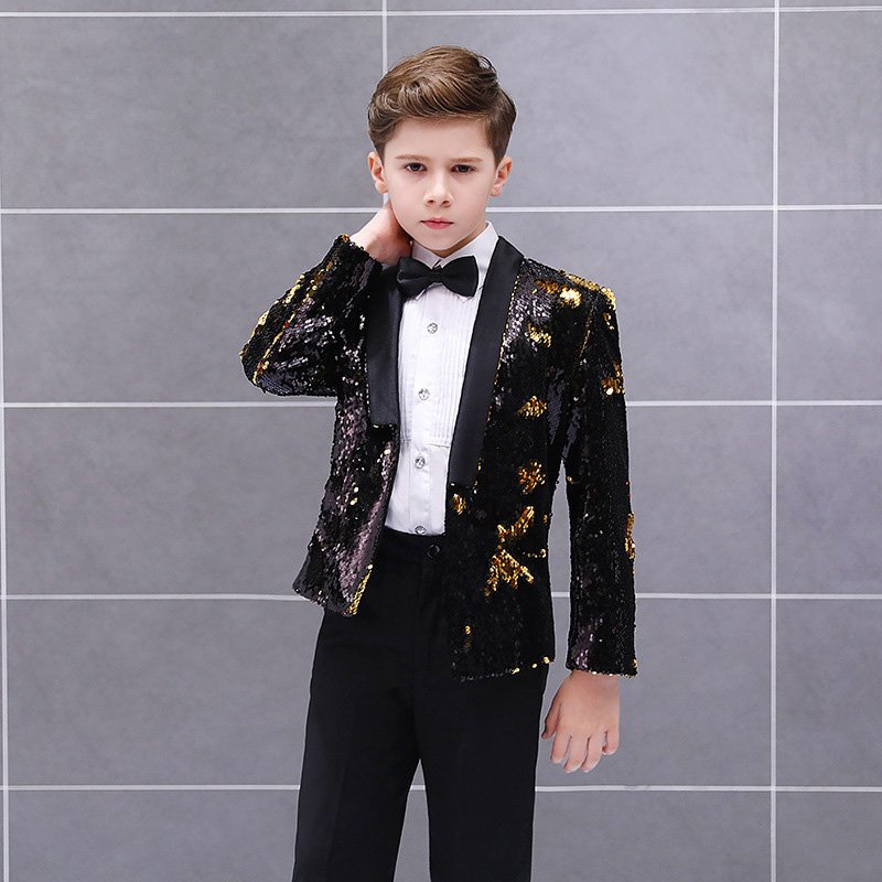 Top Grade Kids Wear Children's Show Clothing Green Blue Gold Sequin Clothing Kids