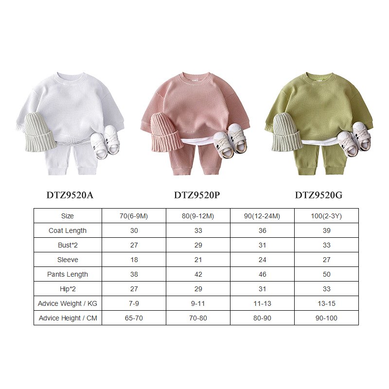2024 baby cotton kint clothing sets kids boys girls spring autumn loose tracksuit pullovers tops+pants 2pcs sets clothes