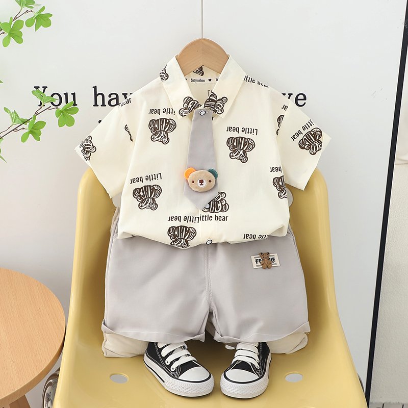 2024 Unisex Boys Clothing Set High Quality Wombat Style round Neck Short-Sleeved T-Shirt and Shorts Hot New Collection