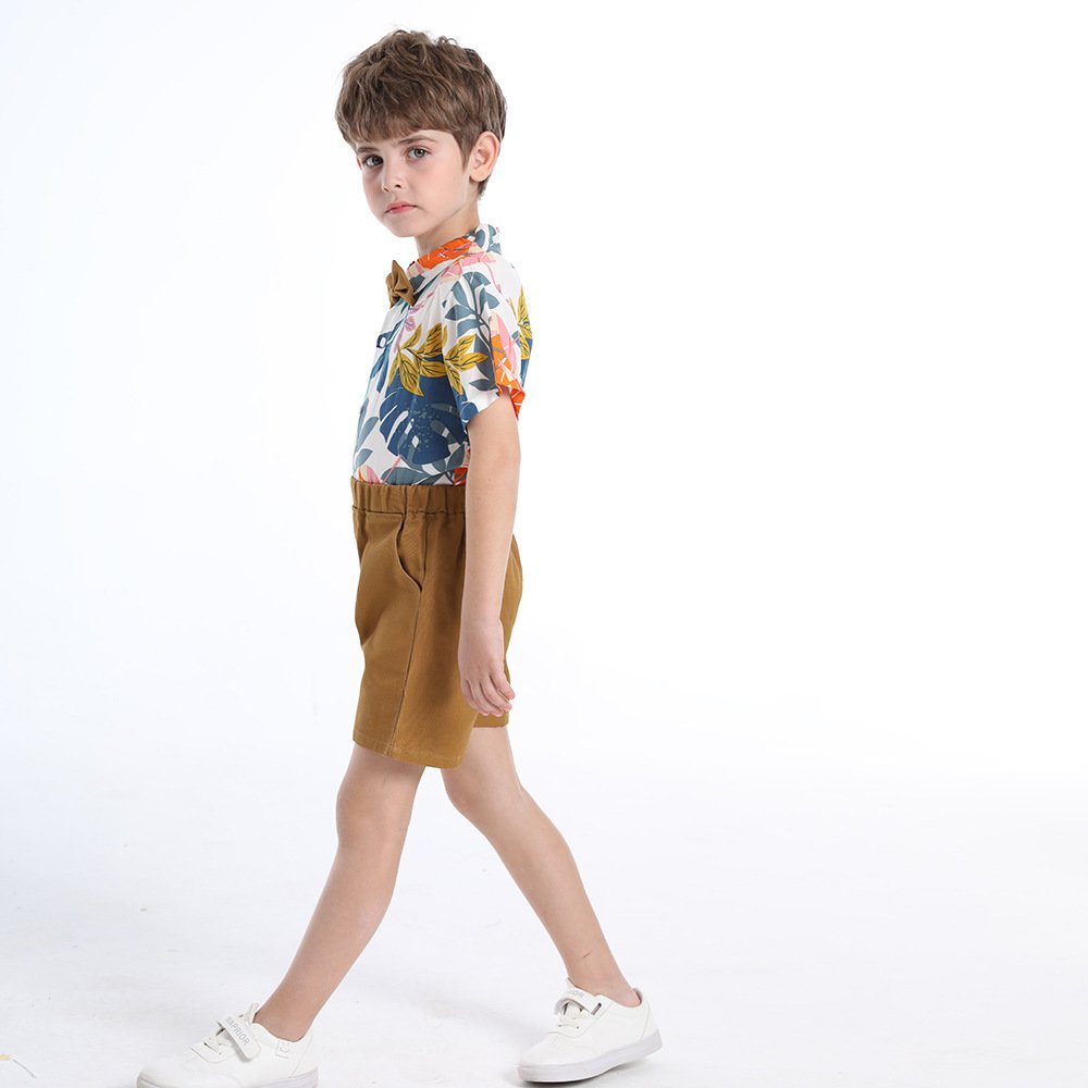 2024 Latest Design Children Boutique Clothing Formal Suit Kids Clothes Boho Shirt Shorts Baby Boy Summer Clothes Two Pieces Sets