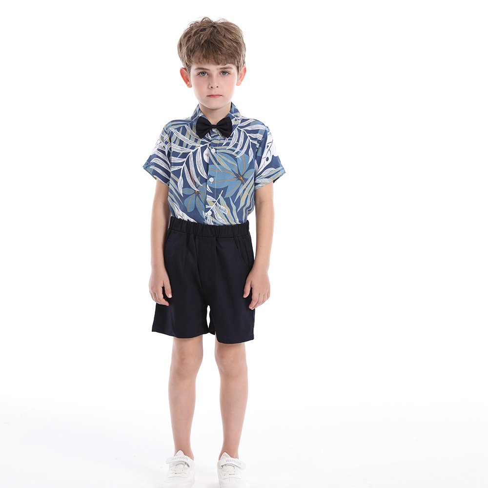 2024 Latest Design Children Boutique Clothing Formal Suit Kids Clothes Boho Shirt Shorts Baby Boy Summer Clothes Two Pieces Sets