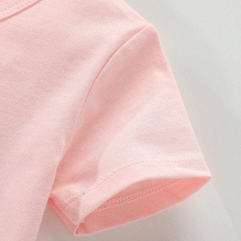 Solid Color Short-Sleeved Cotton Girls T Shirts Top New Summer Baby Clothes Wholesale Kids Boy Shirts Customize Logo