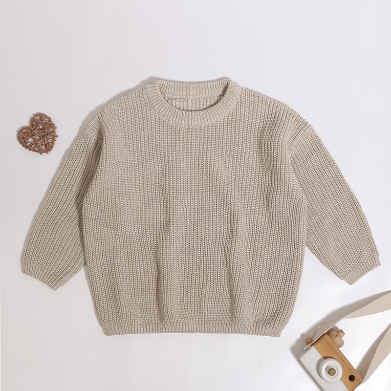 New Fashion Cotton Kids Boy Girl Spring Autumn Soft Solid Color Long Sleeve Crew Neck Baby Winter Sweater