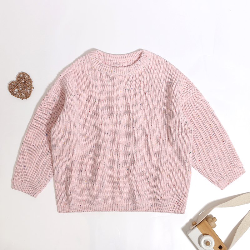 New Fashion Cotton Kids Boy Girl Spring Autumn Soft Solid Color Long Sleeve Crew Neck Baby Winter Sweater