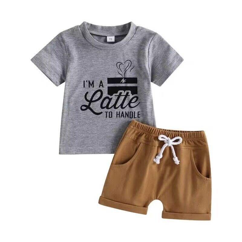 Summer Baby Outfits Kids Toddler Boys Clothing Set Custom Boys Short Sleeve T-Shirt And Short 2pcs Set With Logo