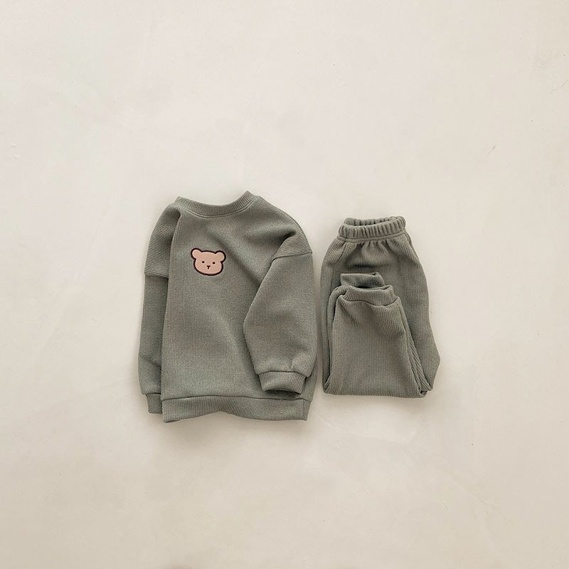 Korean Style Infants Clothes Sets Long Sleeved Sweater Shirt 2pcs Clothing Set For Boys Girls