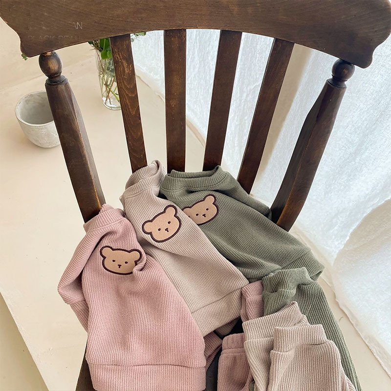 Korean Style Infants Clothes Sets Long Sleeved Sweater Shirt 2pcs Clothing Set For Boys Girls